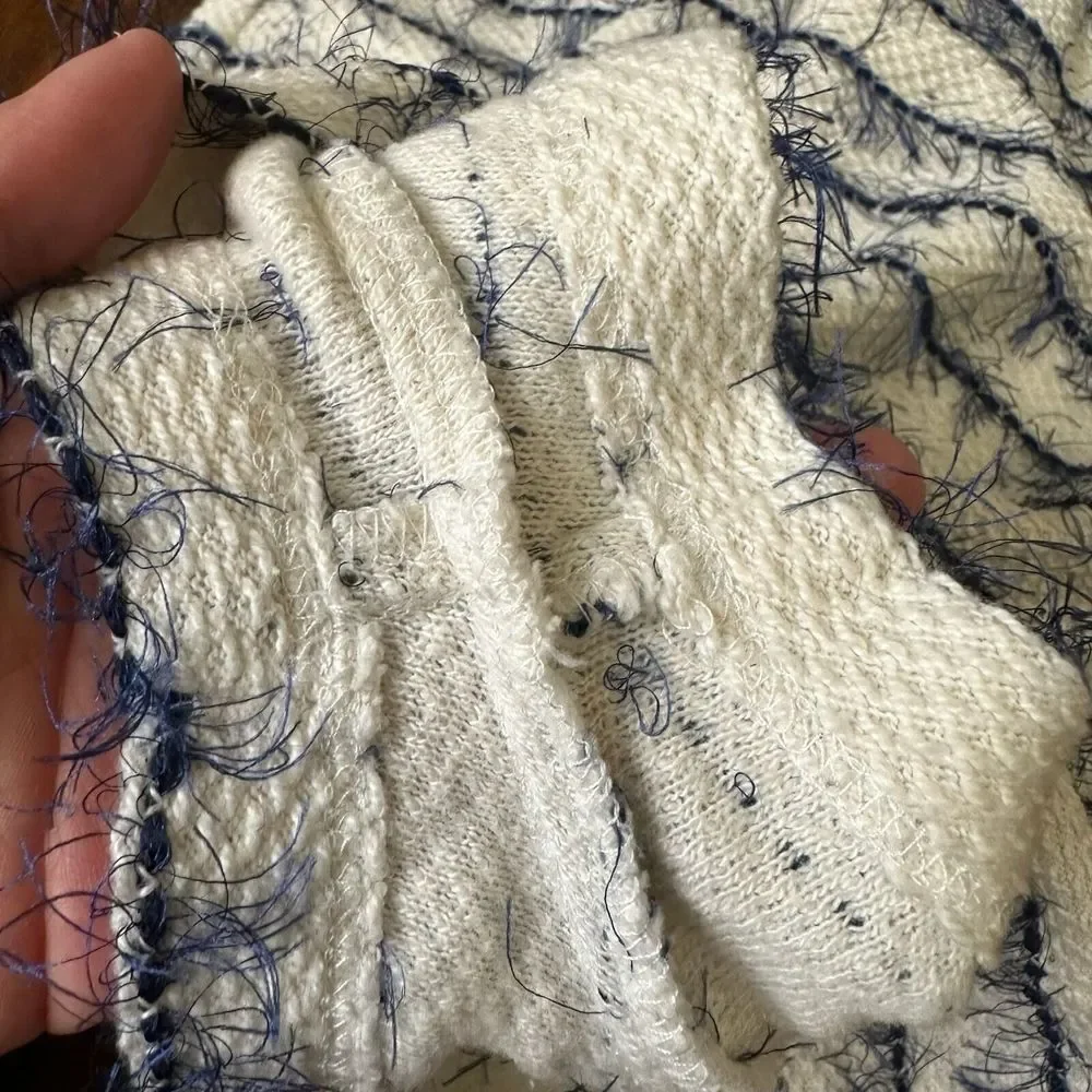 NWOT AMADI ANTHROPOLOGIE Sleeveless Cilli Romper in Blue Ivory V-Neck - Picture 7 of 12